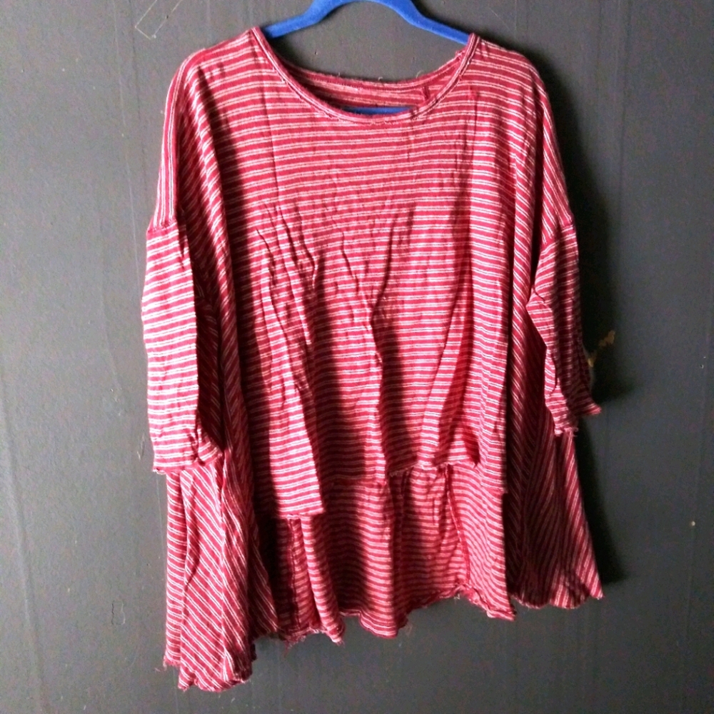 We The Free striped high low t shirt. L
